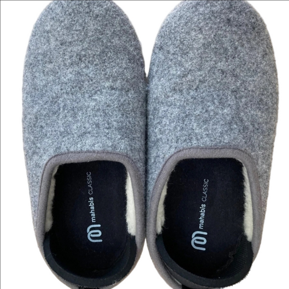 Mahabis Kids's Classic Wool Slippers Dark Grey Green Sole Kids Size EU 28 US 11 - Picture 3 of 9